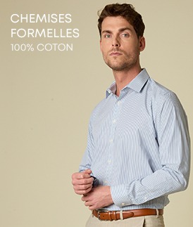 Chemise formelle 100% coton portée par un homme