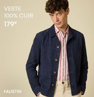 Homme portant un blouson en cuir 100 % avec col moutonné, style urbain
