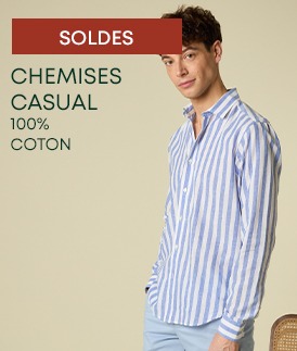 Chemises casual rayées 100% coton homme