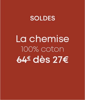 Soldes chemises 100% coton homme