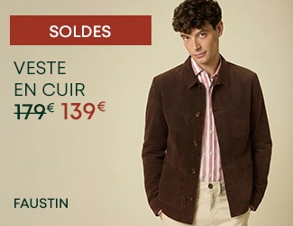 Veste en cuir Faustin homme bordeaux