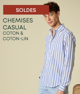Chemises casual rayées 100% coton homme