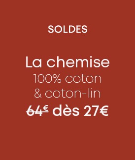 Soldes chemises 100% coton homme