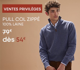 Homme portant un pull col zippé en laine