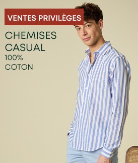 Chemise casual homme rayée en coton – Ventes Privilèges