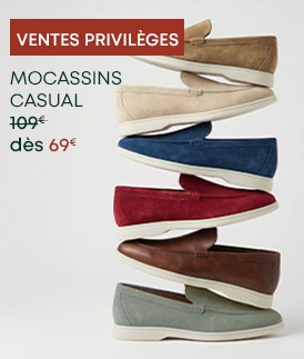 Mocassins casual homme en cuir velours  Ventes Privilèges dès 69€