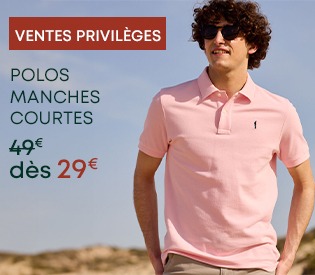 Polo manches courtes homme rose – Ventes Privilèges dès 29€