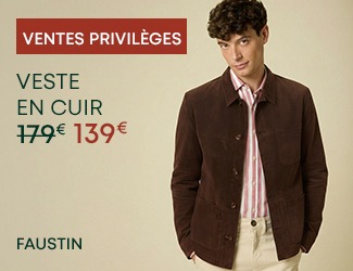 Veste en cuir velours homme Faustin – Ventes Privilèges 139€