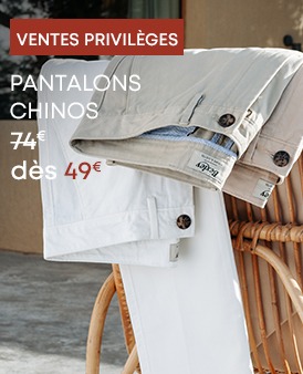 Pantalons chino homme beige et blanc